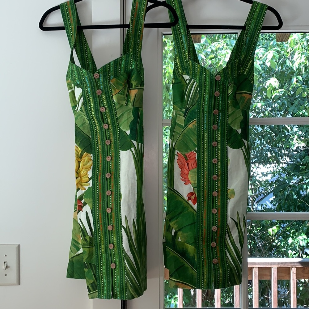 Farm Rio Fresh Forest Scarf Sweetheart-Neck Minidress - Picture 8 of 10